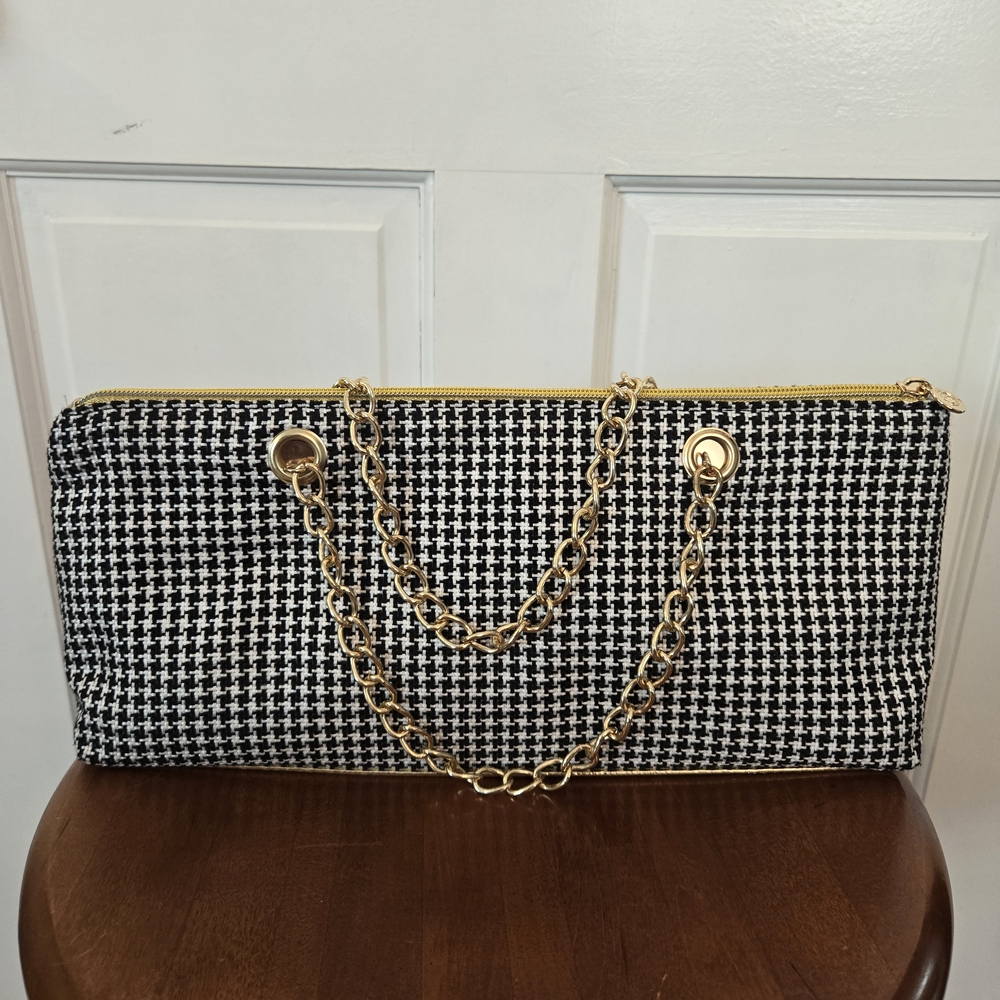 Stylish Black & White Houndstooth Cooler Bag